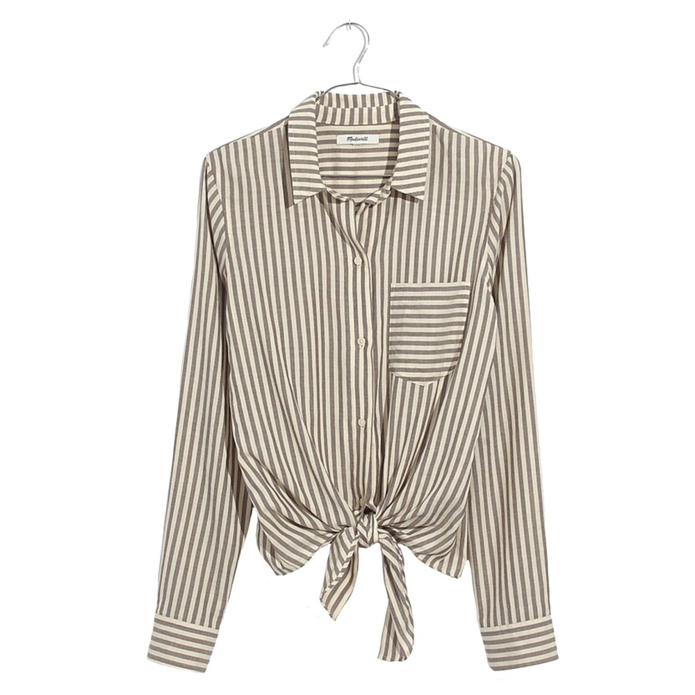 Madewell Tie-Front Shirt in Maitland Stripe Size Small